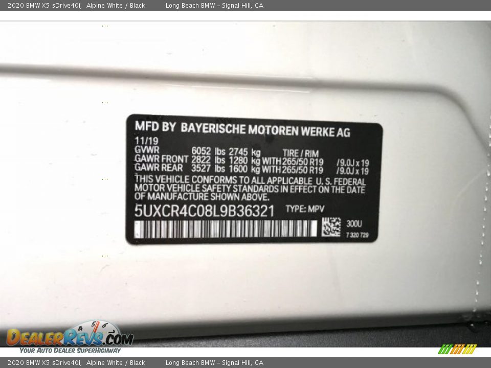 2020 BMW X5 sDrive40i Alpine White / Black Photo #11