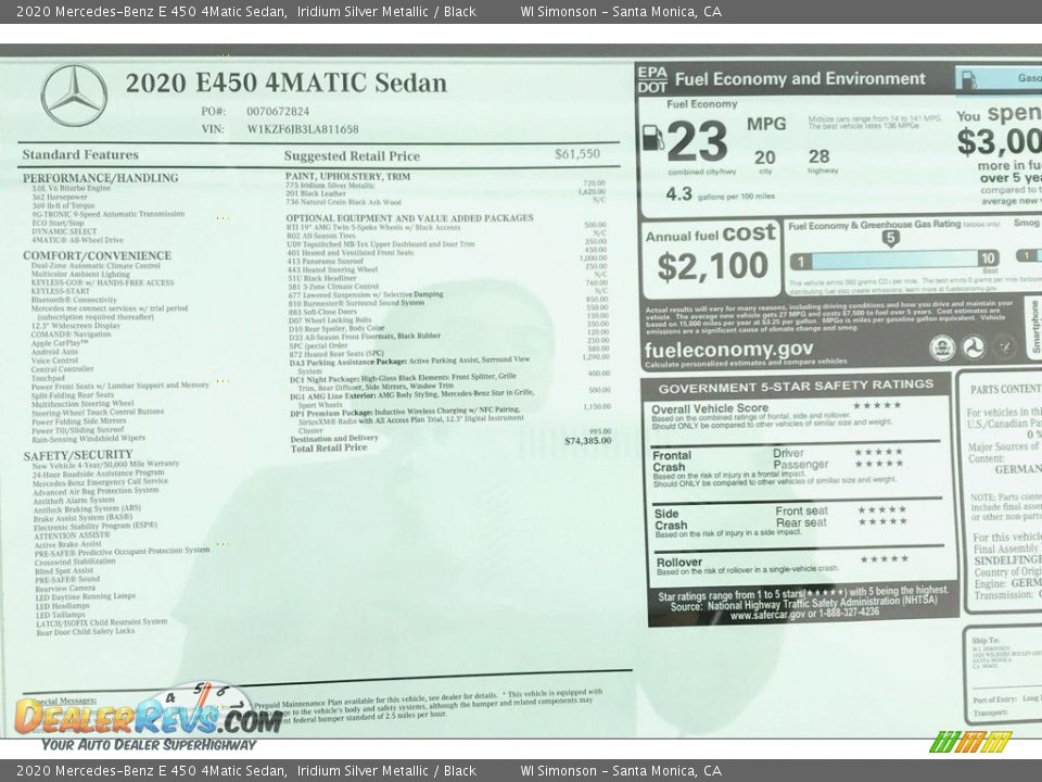 2020 Mercedes-Benz E 450 4Matic Sedan Iridium Silver Metallic / Black Photo #10