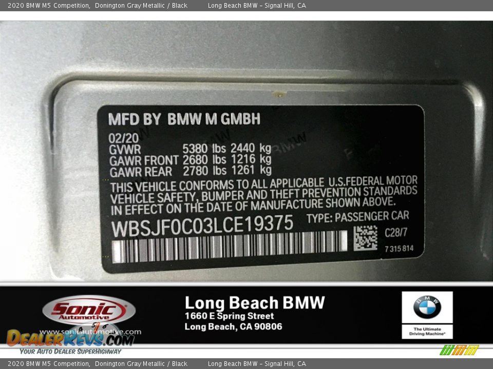 2020 BMW M5 Competition Donington Gray Metallic / Black Photo #18