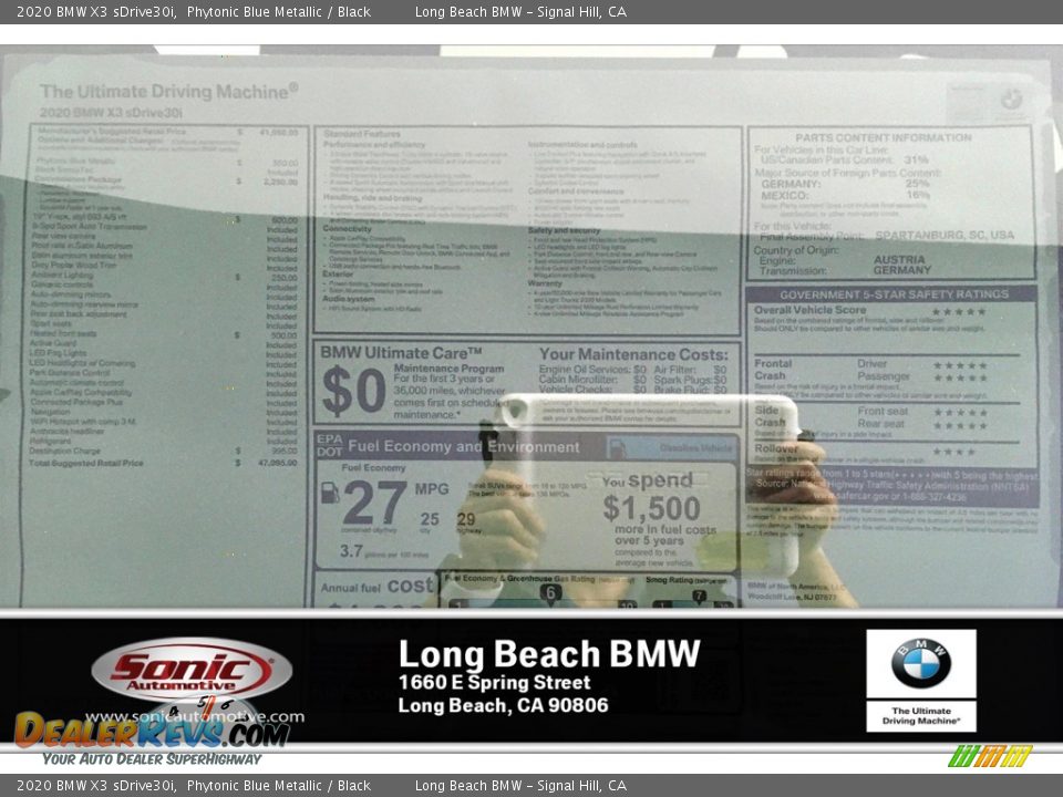 2020 BMW X3 sDrive30i Phytonic Blue Metallic / Black Photo #17