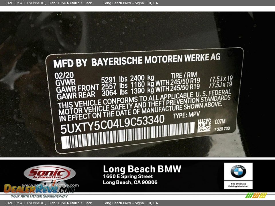 2020 BMW X3 xDrive30i Dark Olive Metallic / Black Photo #18