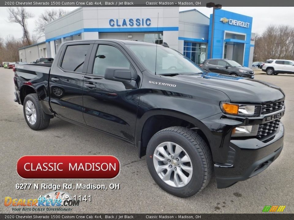 2020 Chevrolet Silverado 1500 Custom Crew Cab 4x4 Black / Jet Black Photo #1