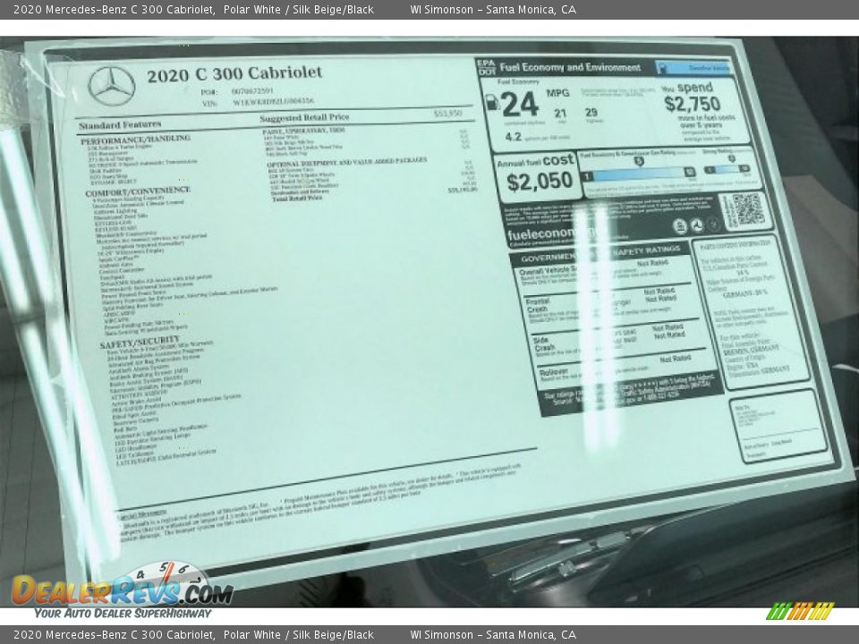 2020 Mercedes-Benz C 300 Cabriolet Polar White / Silk Beige/Black Photo #10