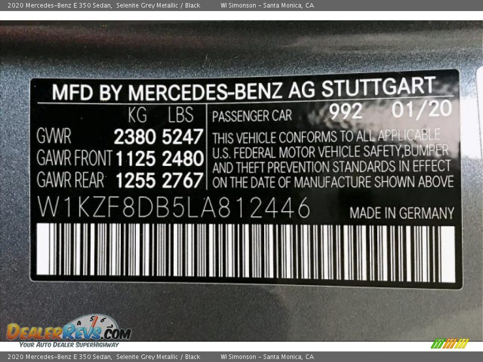 2020 Mercedes-Benz E 350 Sedan Selenite Grey Metallic / Black Photo #11