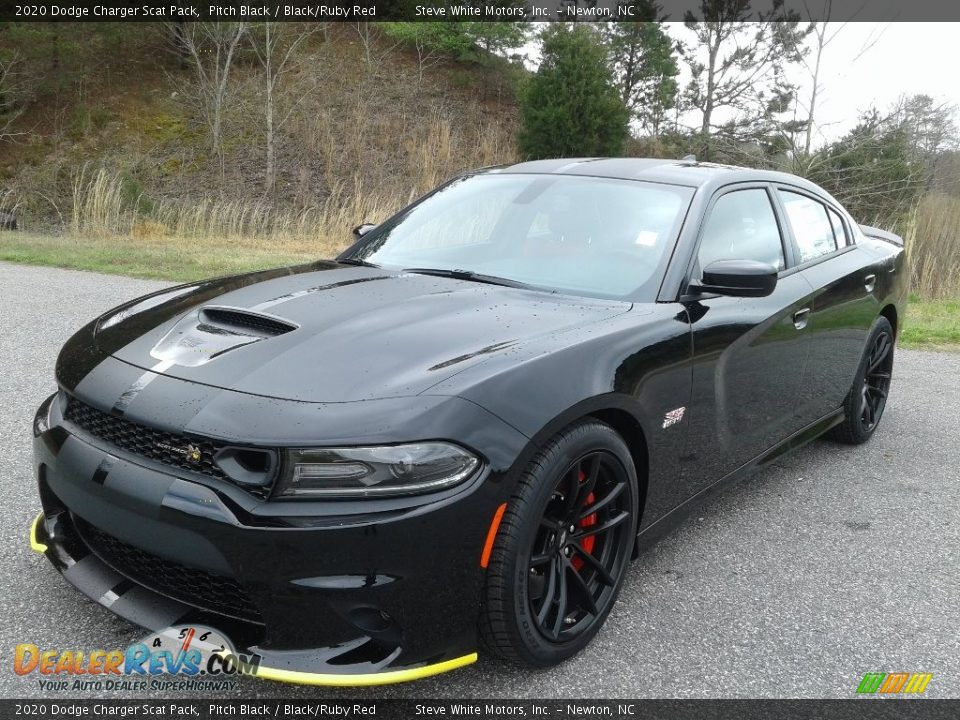 2020 Dodge Charger Scat Pack Pitch Black / Black/Ruby Red Photo #2