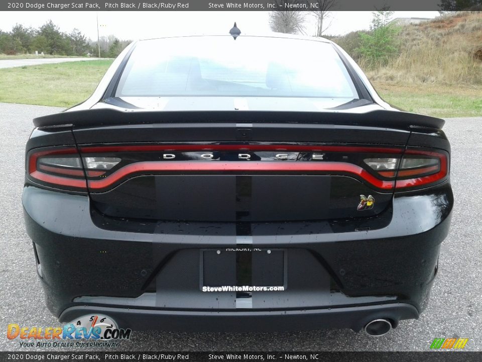2020 Dodge Charger Scat Pack Pitch Black / Black/Ruby Red Photo #7