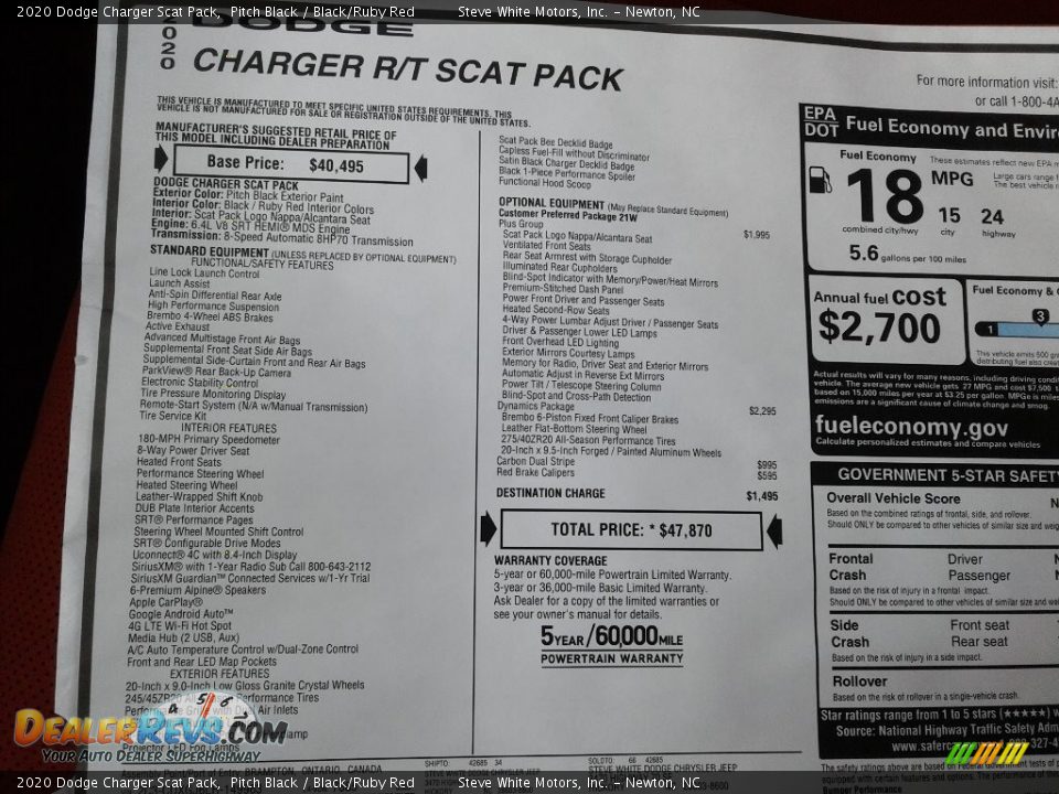 2020 Dodge Charger Scat Pack Pitch Black / Black/Ruby Red Photo #28