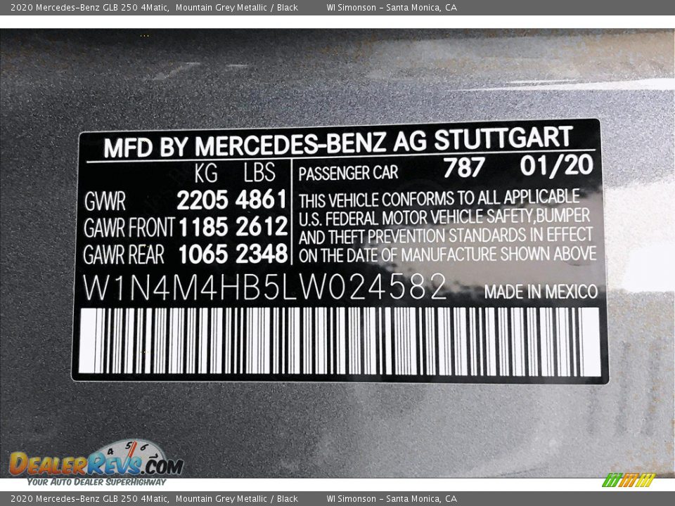 2020 Mercedes-Benz GLB 250 4Matic Mountain Grey Metallic / Black Photo #11