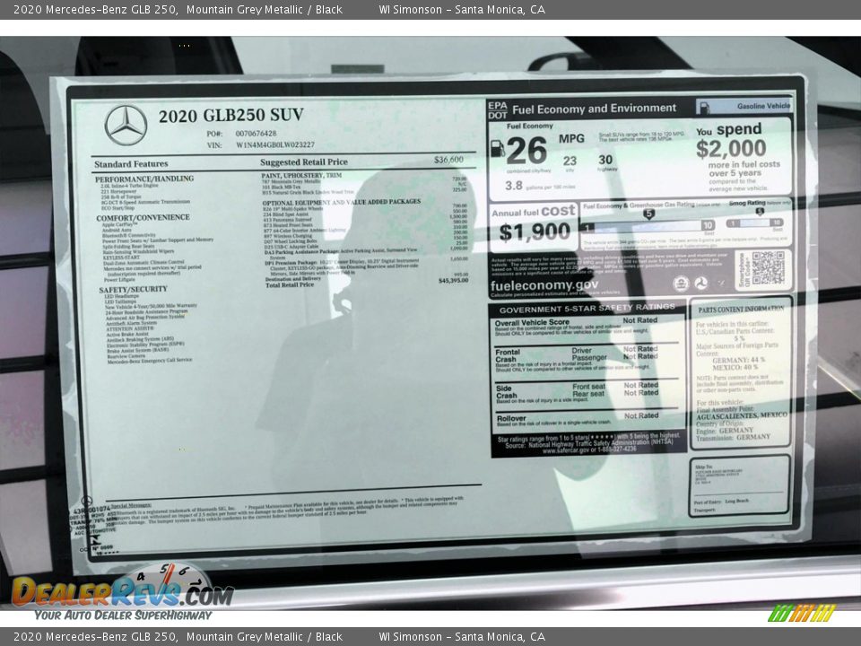 2020 Mercedes-Benz GLB 250 Mountain Grey Metallic / Black Photo #10