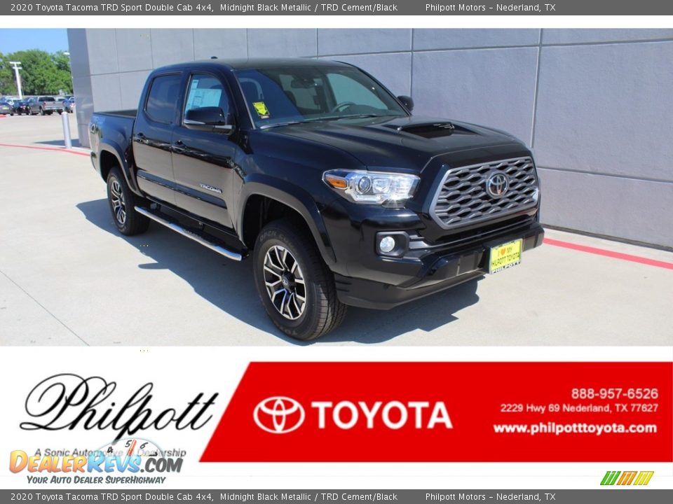 2020 Toyota Tacoma TRD Sport Double Cab 4x4 Midnight Black Metallic / TRD Cement/Black Photo #1