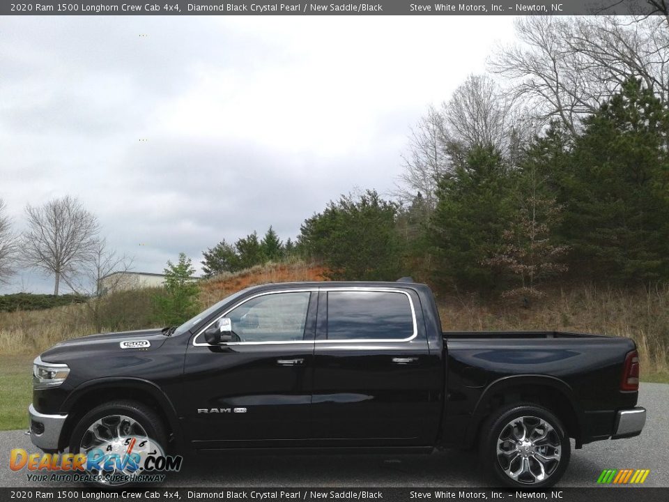 2020 Ram 1500 Longhorn Crew Cab 4x4 Diamond Black Crystal Pearl / New Saddle/Black Photo #1