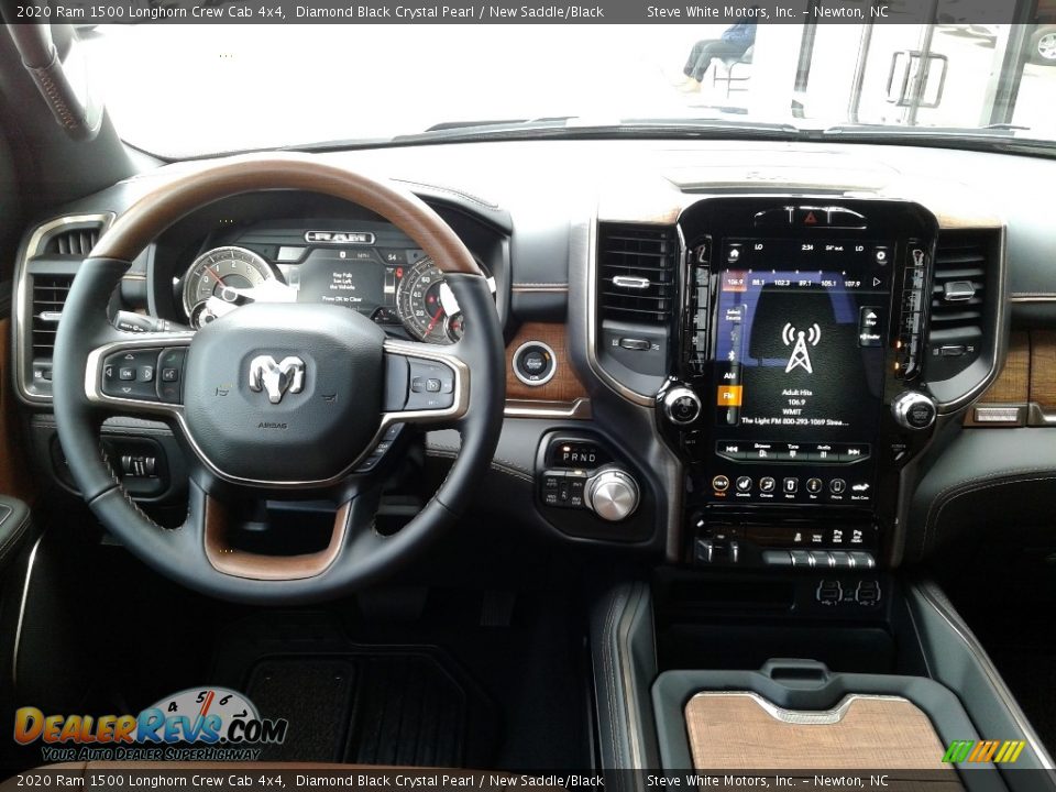 2020 Ram 1500 Longhorn Crew Cab 4x4 Diamond Black Crystal Pearl / New Saddle/Black Photo #25