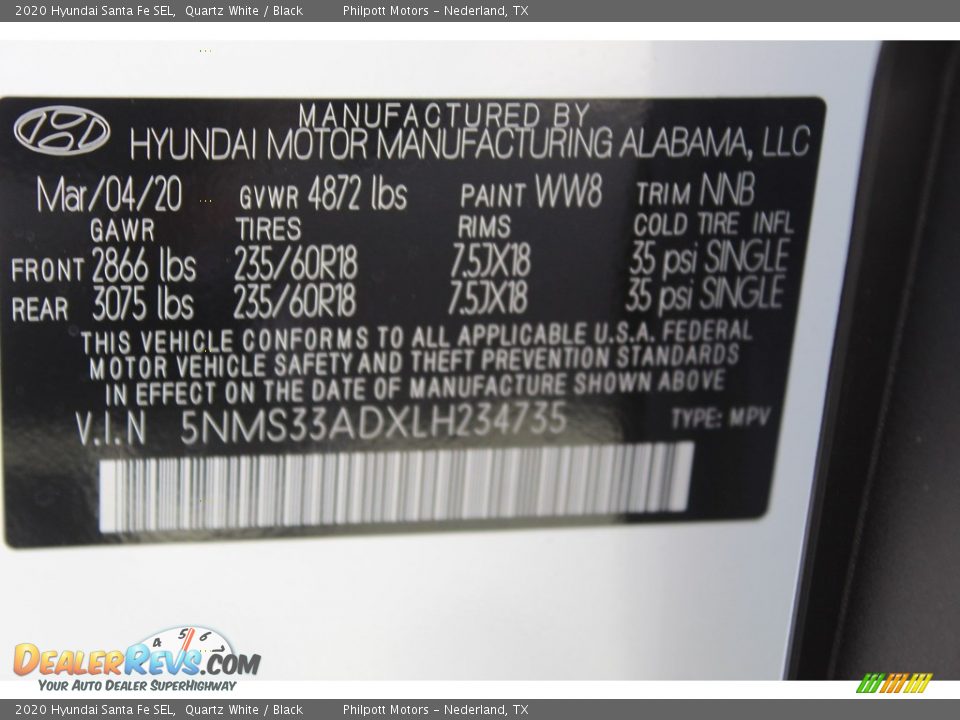 2020 Hyundai Santa Fe SEL Quartz White / Black Photo #26