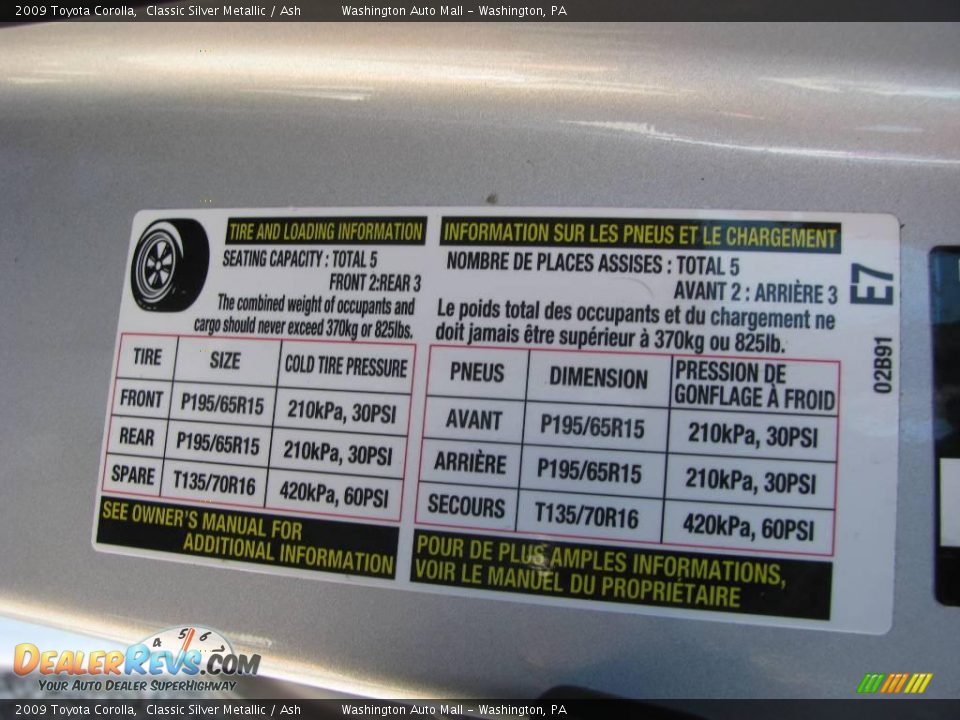 2009 Toyota Corolla Classic Silver Metallic / Ash Photo #18