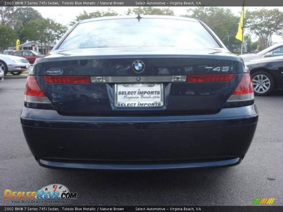 2002 BMW 7 Series 745i Sedan Toledo Blue Metallic / Natural Brown Photo #4