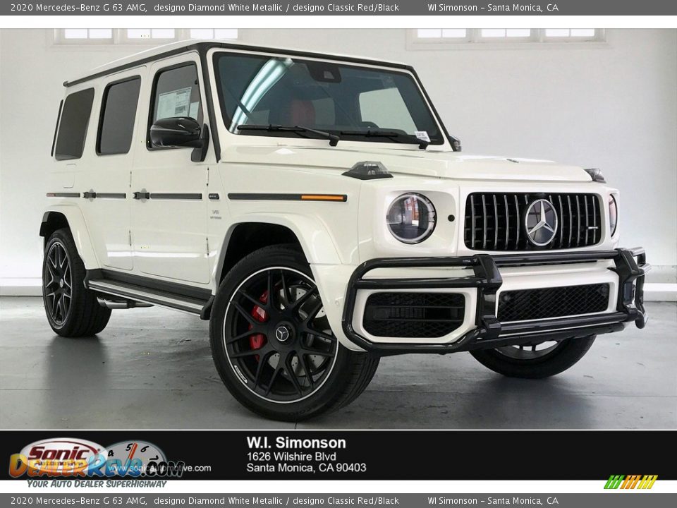 2020 Mercedes-Benz G 63 AMG designo Diamond White Metallic / designo Classic Red/Black Photo #1