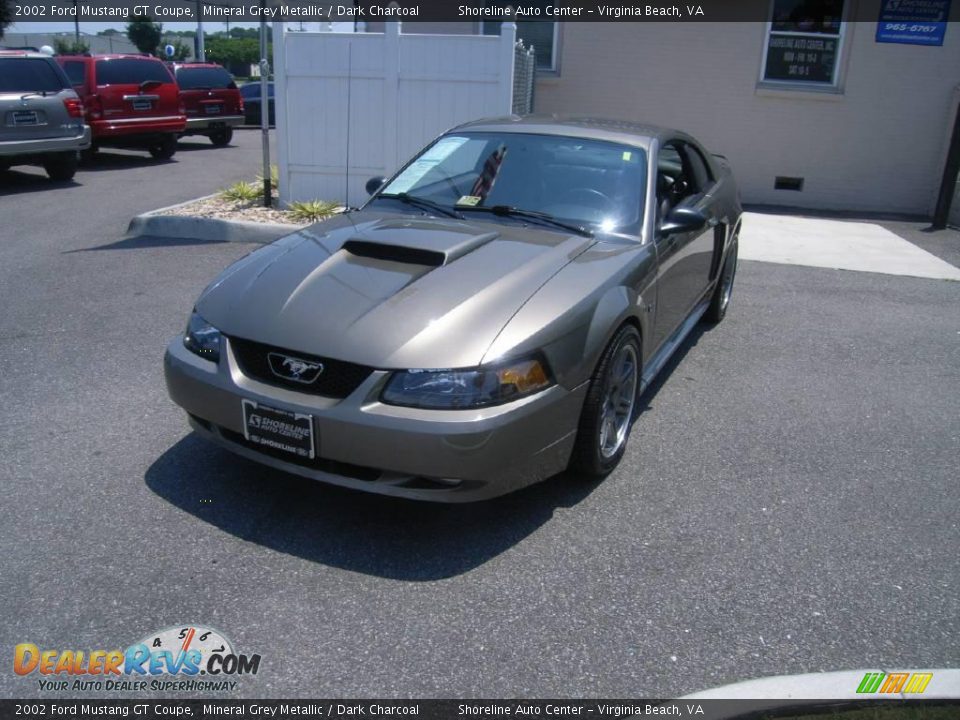 2002 Ford Mustang GT Coupe Mineral Grey Metallic / Dark Charcoal Photo #2