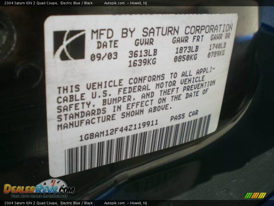 2004 Saturn ION 2 Quad Coupe Electric Blue / Black Photo #16