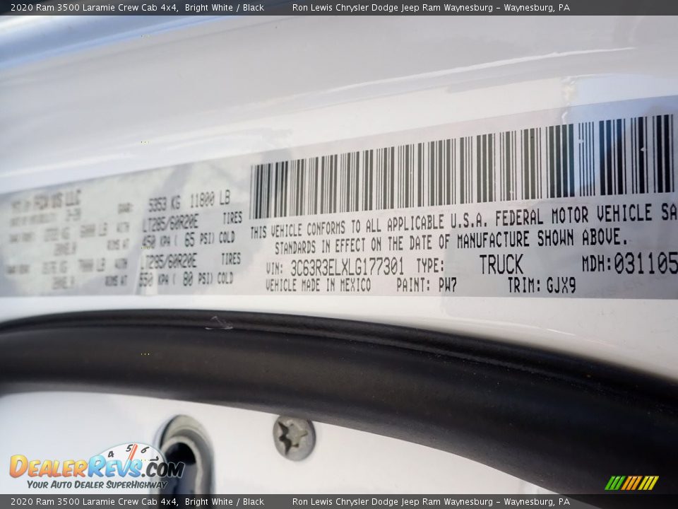 2020 Ram 3500 Laramie Crew Cab 4x4 Bright White / Black Photo #16
