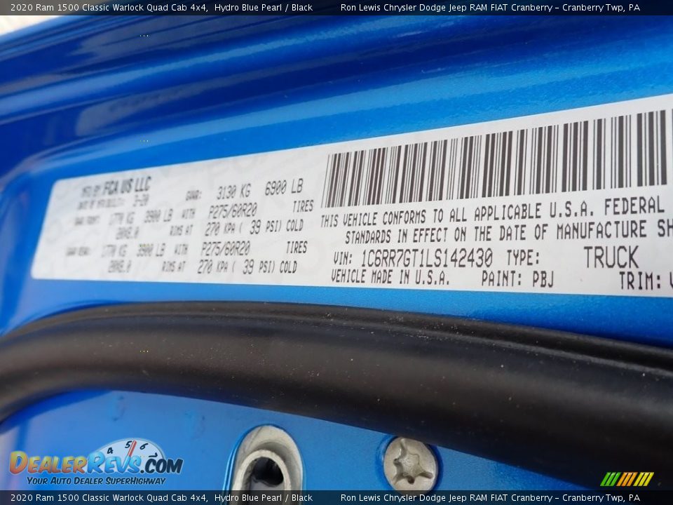 2020 Ram 1500 Classic Warlock Quad Cab 4x4 Hydro Blue Pearl / Black Photo #15