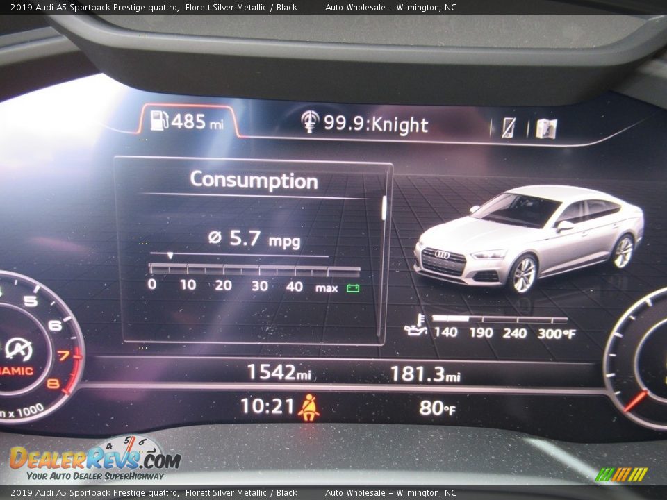 2019 Audi A5 Sportback Prestige quattro Florett Silver Metallic / Black Photo #15