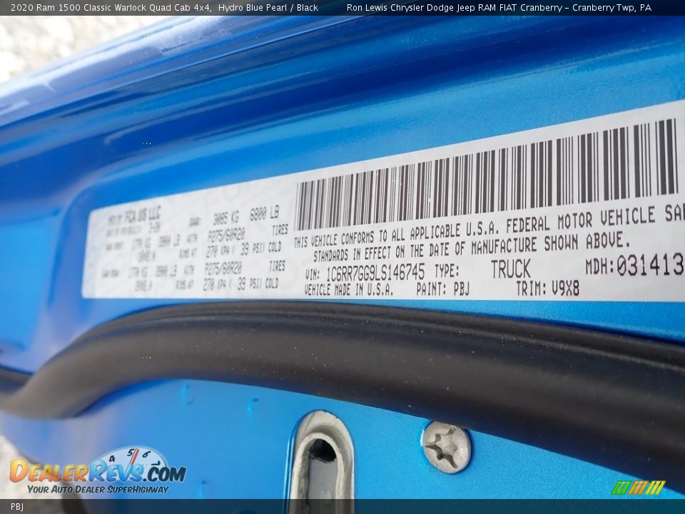 Ram Color Code PBJ Hydro Blue Pearl