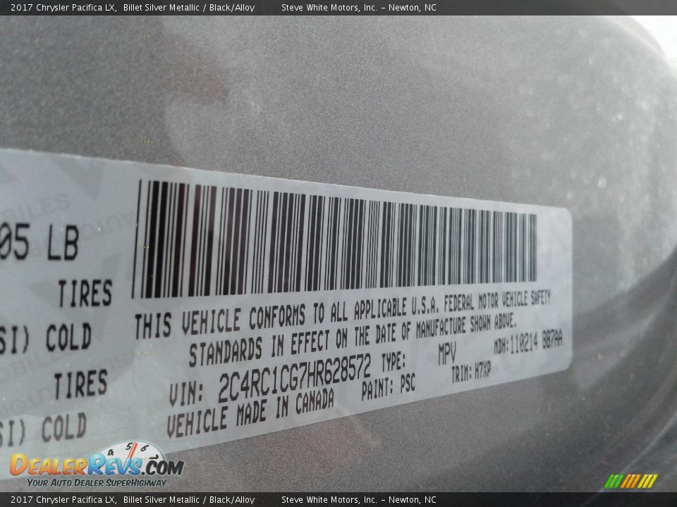 2017 Chrysler Pacifica LX Billet Silver Metallic / Black/Alloy Photo #27