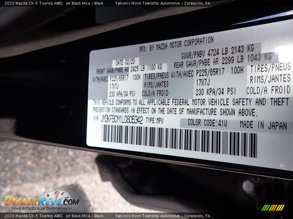 2020 Mazda CX-5 Touring AWD Jet Black Mica / Black Photo #12