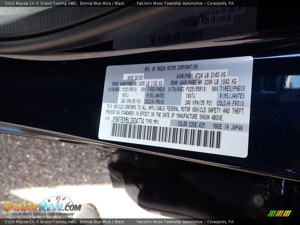 2020 Mazda CX-5 Grand Touring AWD Eternal Blue Mica / Black Photo #12