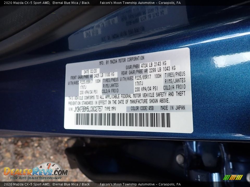 2020 Mazda CX-5 Sport AWD Eternal Blue Mica / Black Photo #12