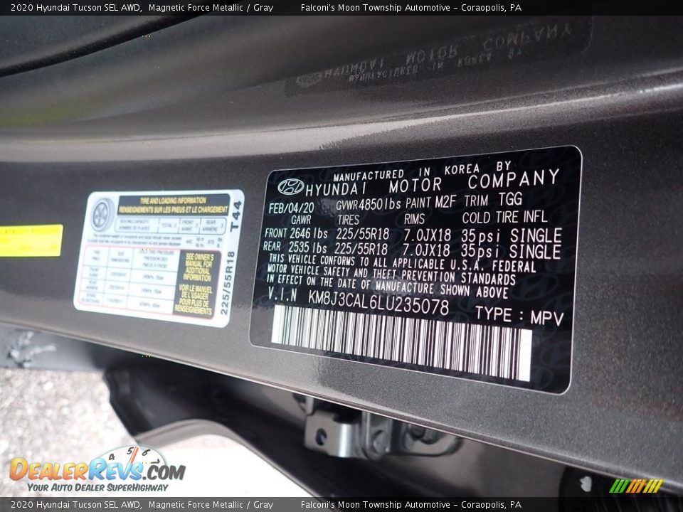 2020 Hyundai Tucson SEL AWD Magnetic Force Metallic / Gray Photo #12