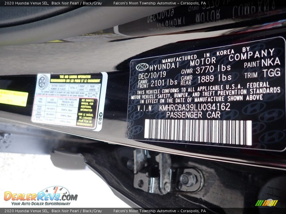 2020 Hyundai Venue SEL Black Noir Pearl / Black/Gray Photo #11