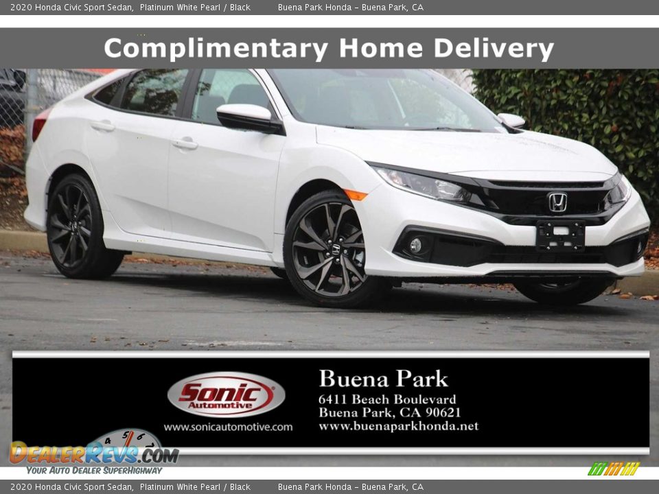 2020 Honda Civic Sport Sedan Platinum White Pearl / Black Photo #1