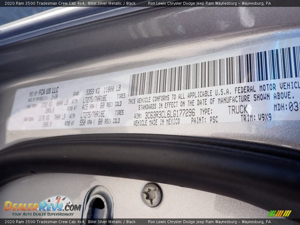 2020 Ram 3500 Tradesman Crew Cab 4x4 Billet Silver Metallic / Black Photo #13