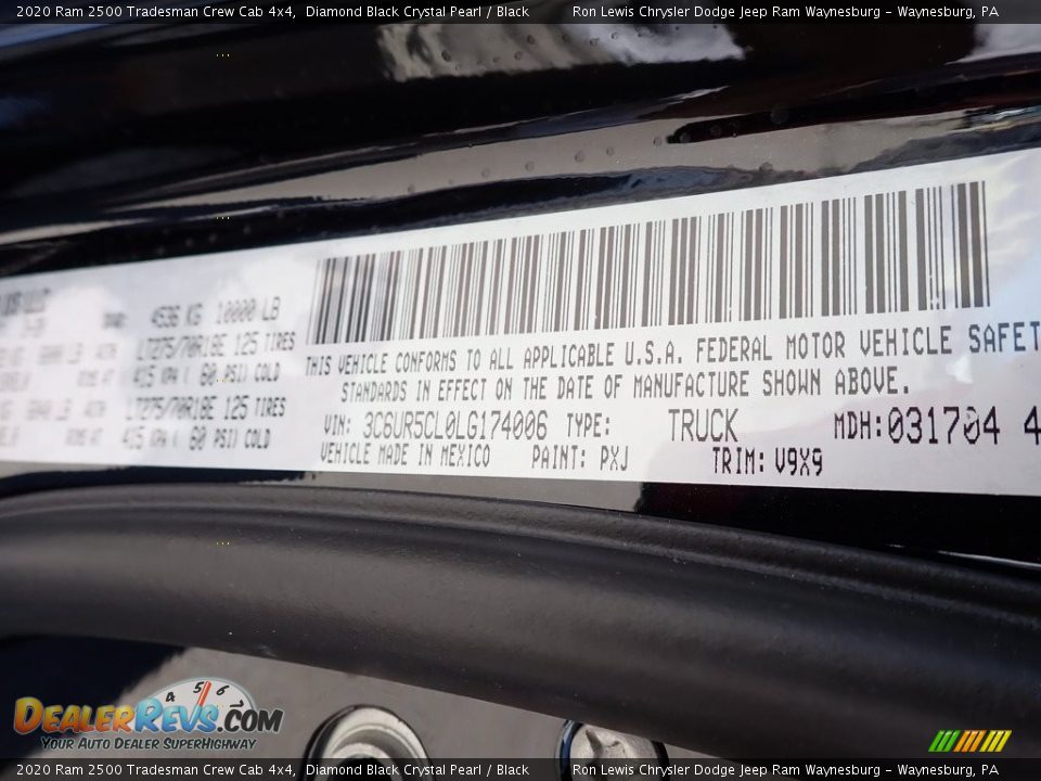 2020 Ram 2500 Tradesman Crew Cab 4x4 Diamond Black Crystal Pearl / Black Photo #15