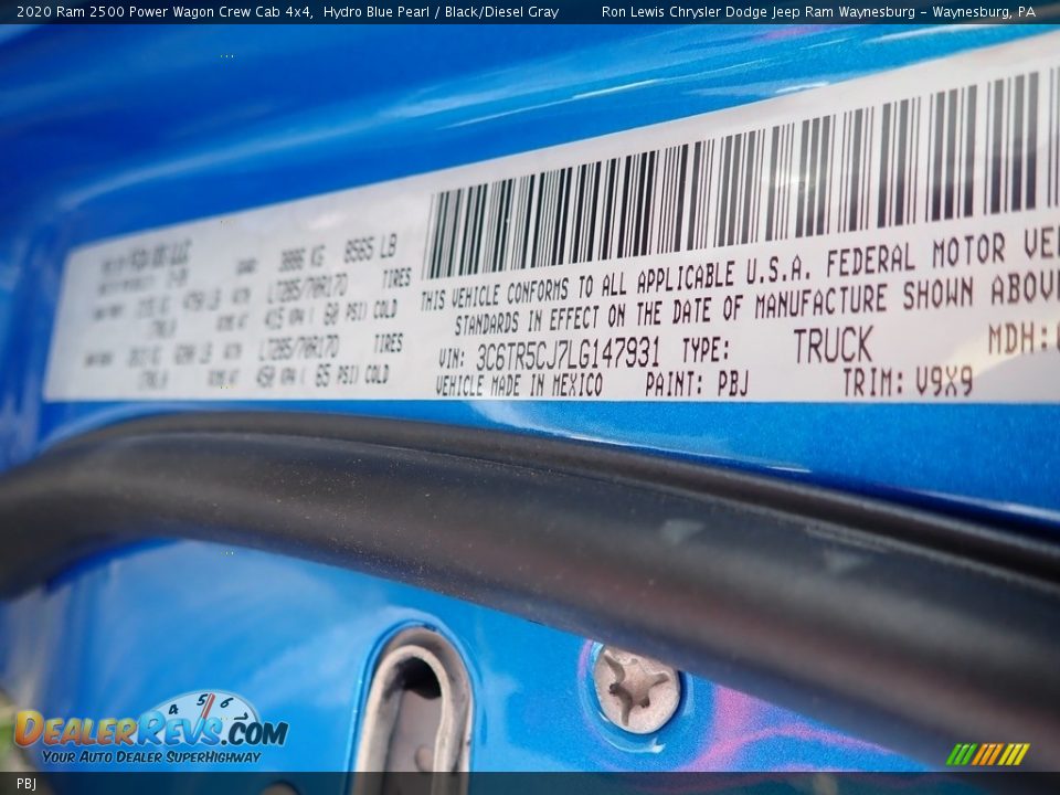 Ram Color Code PBJ Hydro Blue Pearl