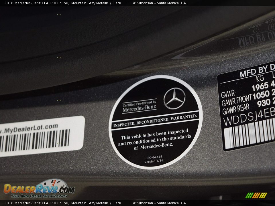 2018 Mercedes-Benz CLA 250 Coupe Mountain Grey Metallic / Black Photo #18