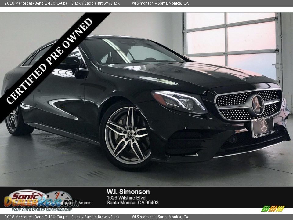 2018 Mercedes-Benz E 400 Coupe Black / Saddle Brown/Black Photo #1