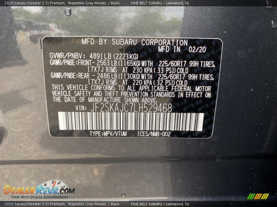 2020 Subaru Forester 2.5i Premium Magnetite Gray Metallic / Black Photo #12