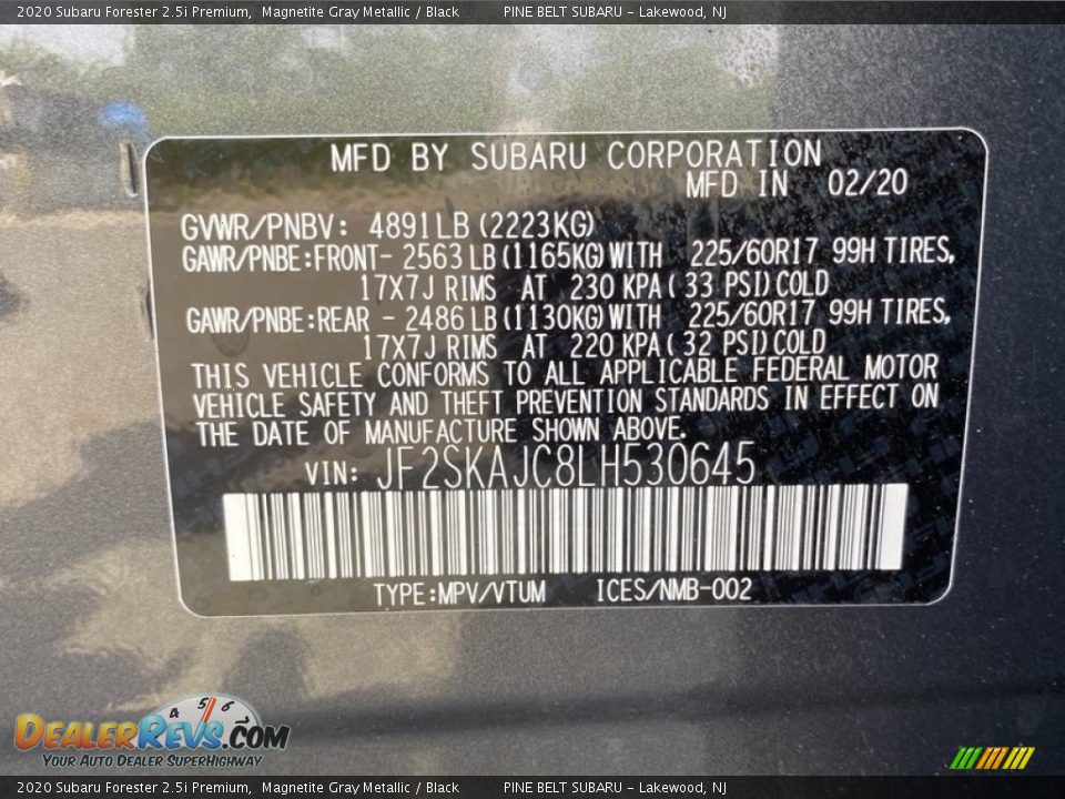 2020 Subaru Forester 2.5i Premium Magnetite Gray Metallic / Black Photo #12