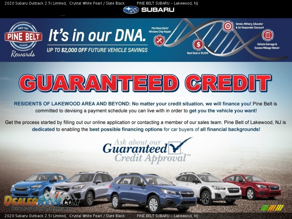 2020 Subaru Outback 2.5i Limited Crystal White Pearl / Slate Black Photo #14