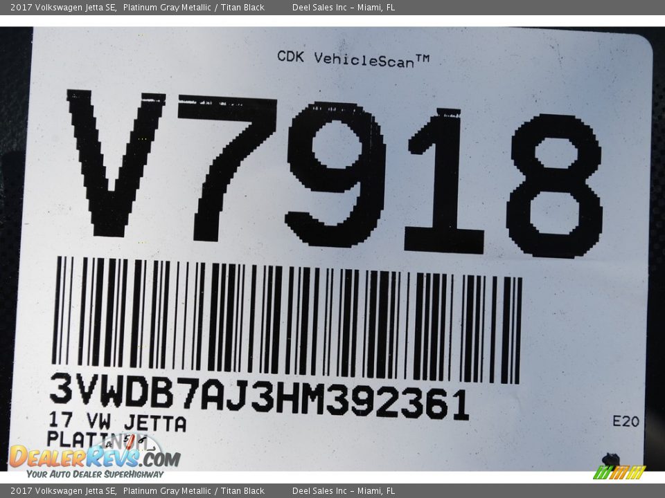2017 Volkswagen Jetta SE Platinum Gray Metallic / Titan Black Photo #20