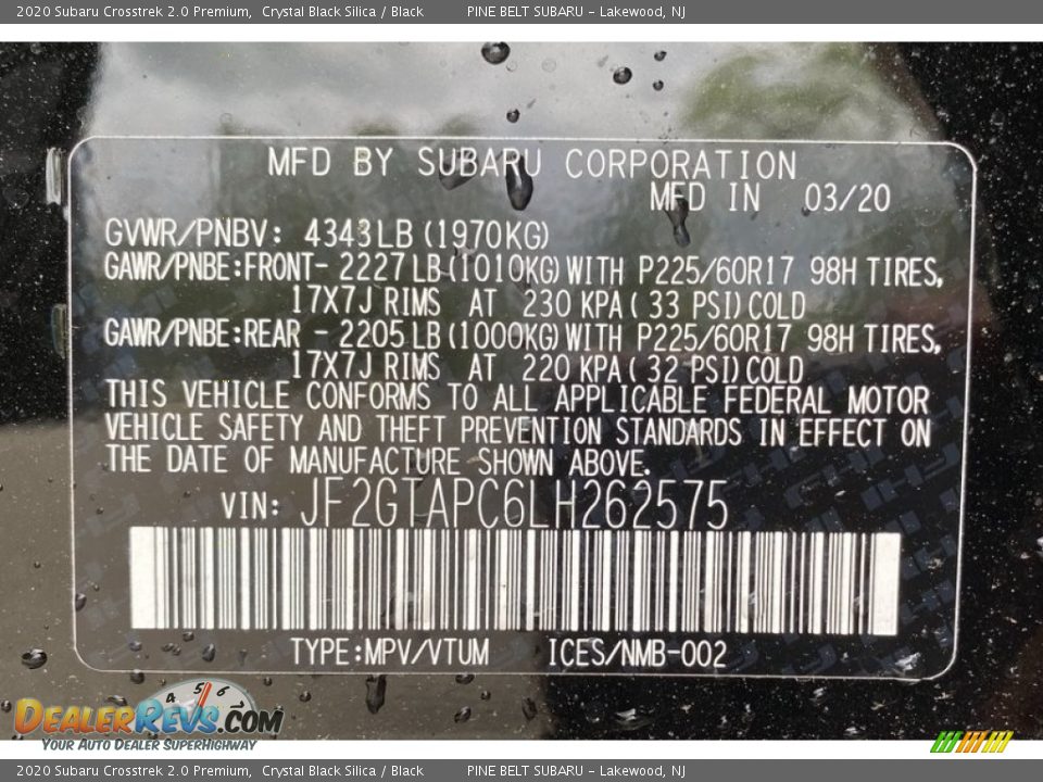 2020 Subaru Crosstrek 2.0 Premium Crystal Black Silica / Black Photo #12