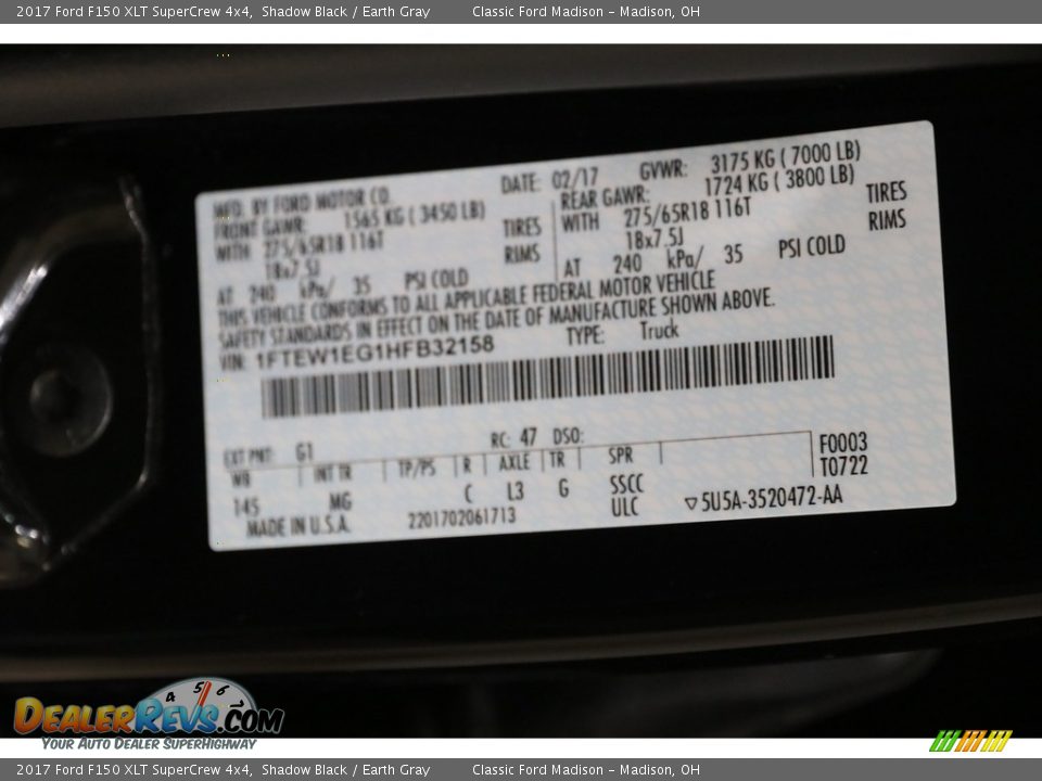 2017 Ford F150 XLT SuperCrew 4x4 Shadow Black / Earth Gray Photo #20