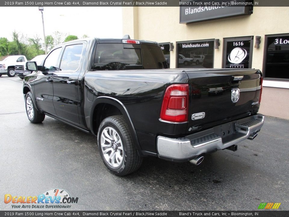 2019 Ram 1500 Long Horn Crew Cab 4x4 Diamond Black Crystal Pearl / Black/New Saddle Photo #3