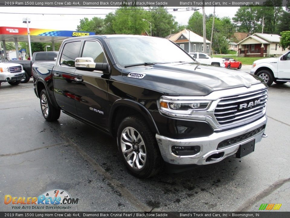 2019 Ram 1500 Long Horn Crew Cab 4x4 Diamond Black Crystal Pearl / Black/New Saddle Photo #5