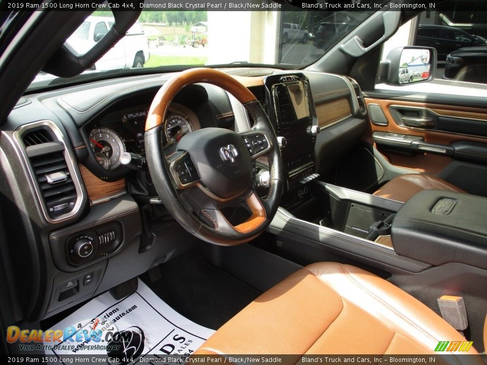 2019 Ram 1500 Long Horn Crew Cab 4x4 Diamond Black Crystal Pearl / Black/New Saddle Photo #7