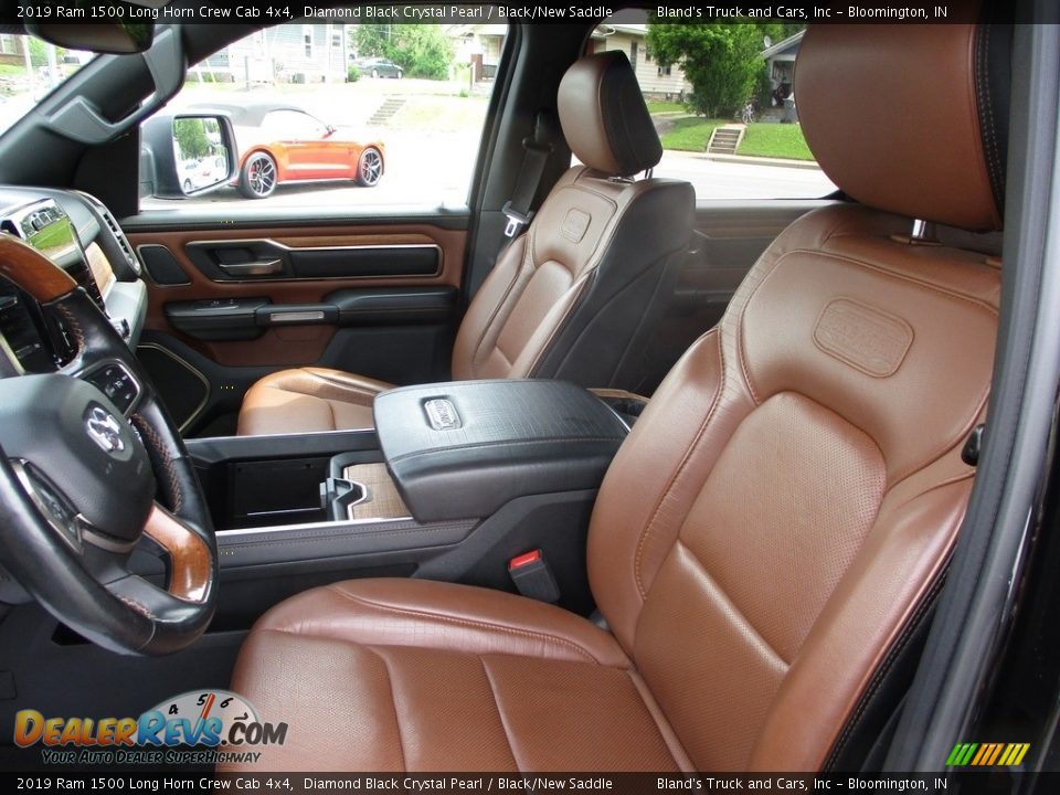 2019 Ram 1500 Long Horn Crew Cab 4x4 Diamond Black Crystal Pearl / Black/New Saddle Photo #8