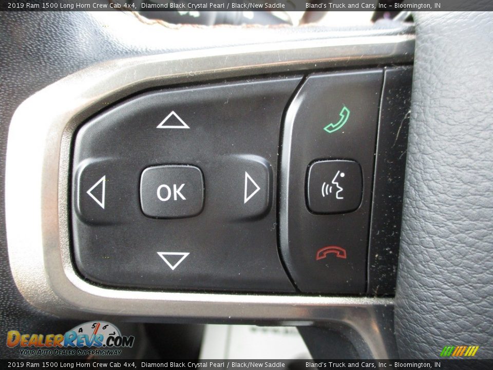 2019 Ram 1500 Long Horn Crew Cab 4x4 Diamond Black Crystal Pearl / Black/New Saddle Photo #20