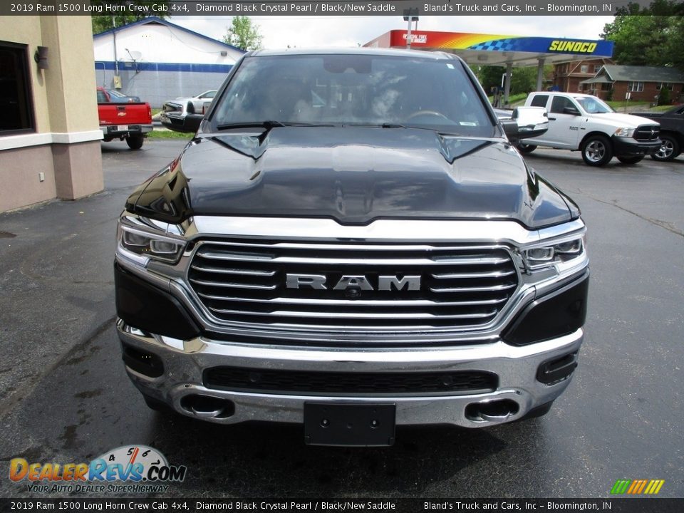 2019 Ram 1500 Long Horn Crew Cab 4x4 Diamond Black Crystal Pearl / Black/New Saddle Photo #35